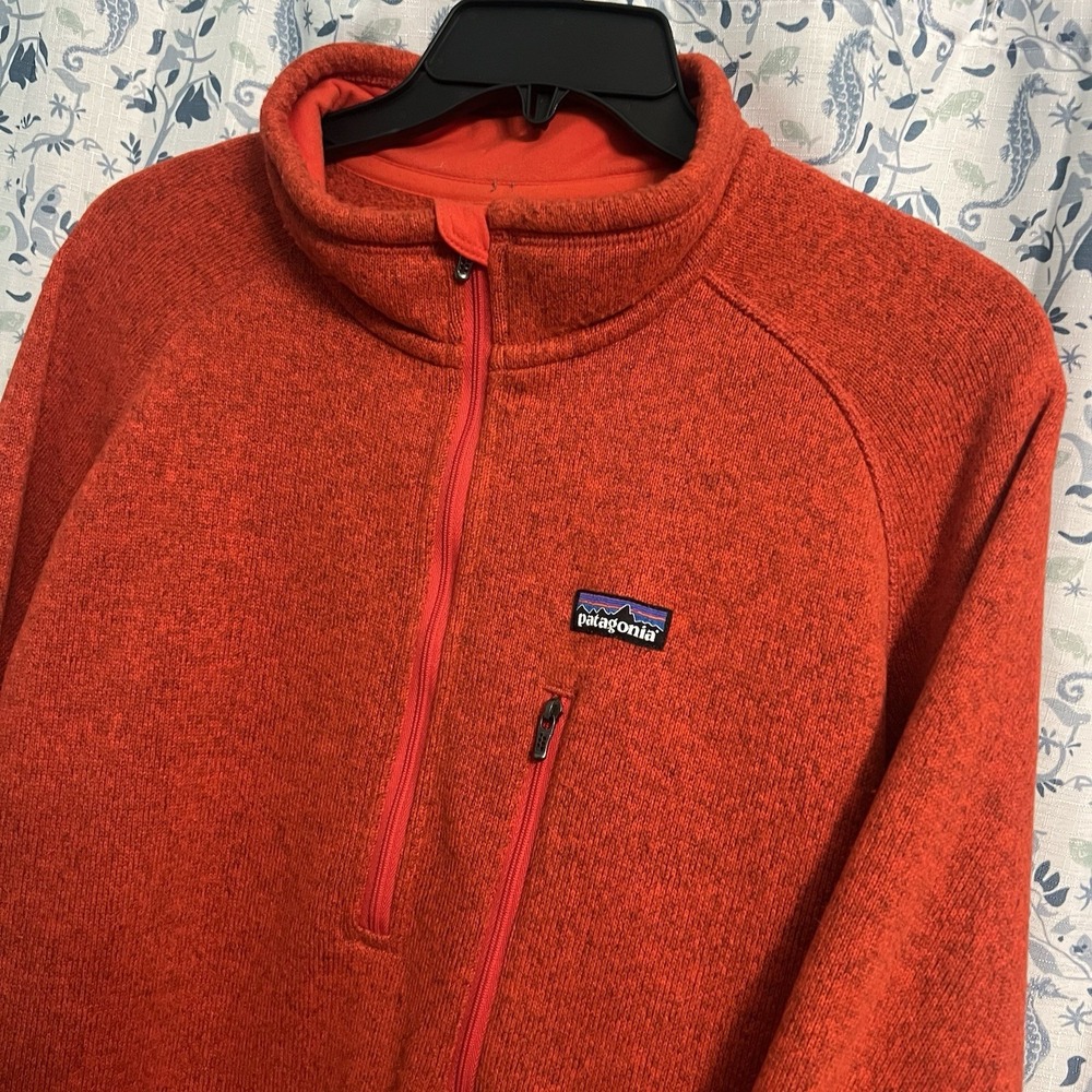 Patagonia Better Sweater Mens Large Orange 1/4 Zip Knit Outdoor Casual Pullover